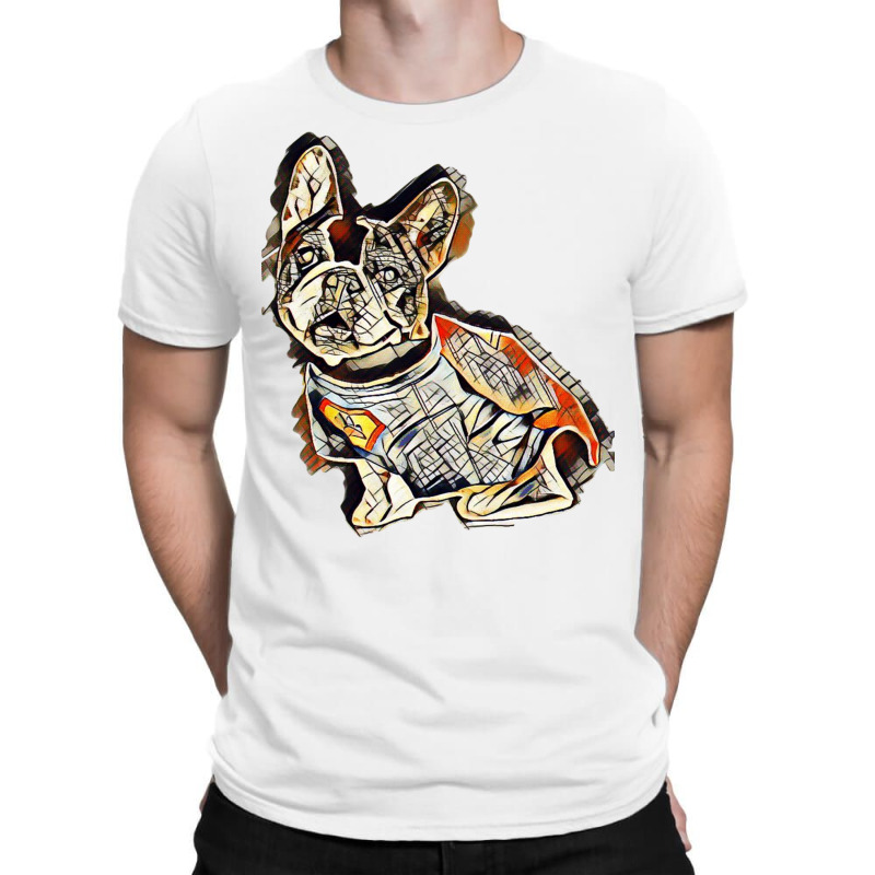 Cute French Bulldog Breed Dog Wearing A Super Hero Costume Over White T-shirt | Artistshot