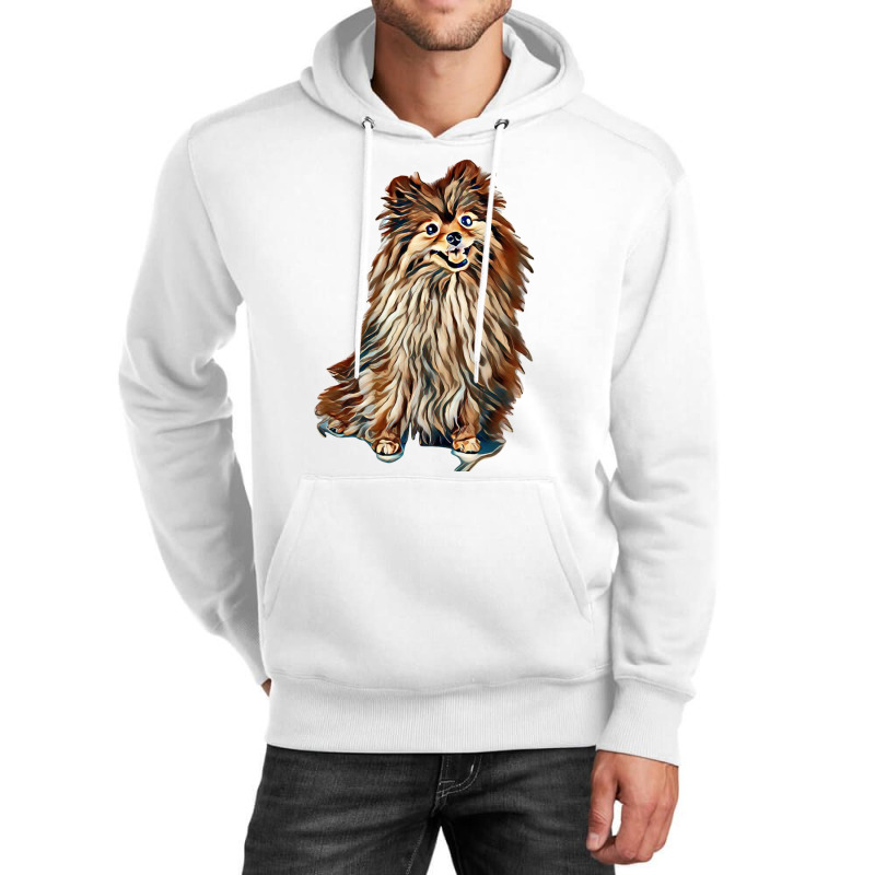 Little Red Dog Lying On A White Background Unisex Hoodie by Kemnabi | Artistshot