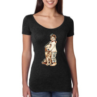 Little Girl With Dog Women's Triblend Scoop T-shirt | Artistshot