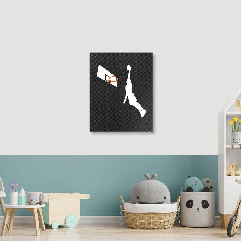 Basketball Dunk Competition Silhouette One Handed Dunk Shot Portrait Canvas Print | Artistshot