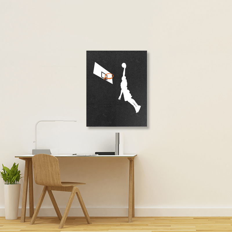 Basketball Dunk Competition Silhouette One Handed Dunk Shot Portrait Canvas Print | Artistshot