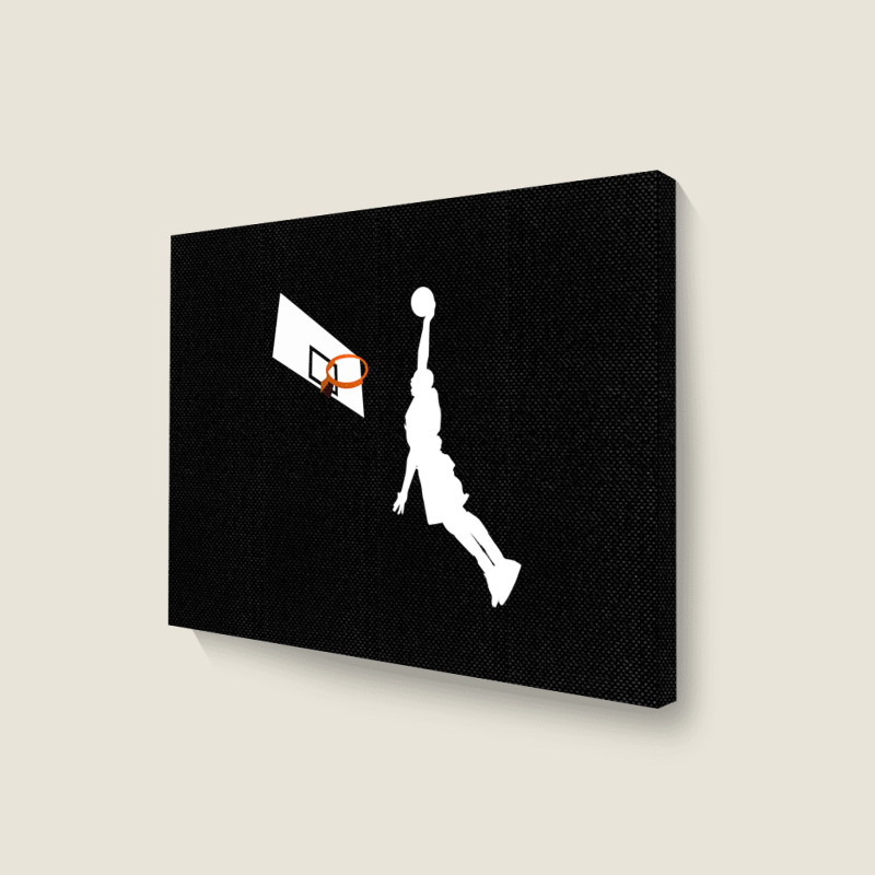 Basketball Dunk Competition Silhouette One Handed Dunk Shot Landscape Canvas Print | Artistshot