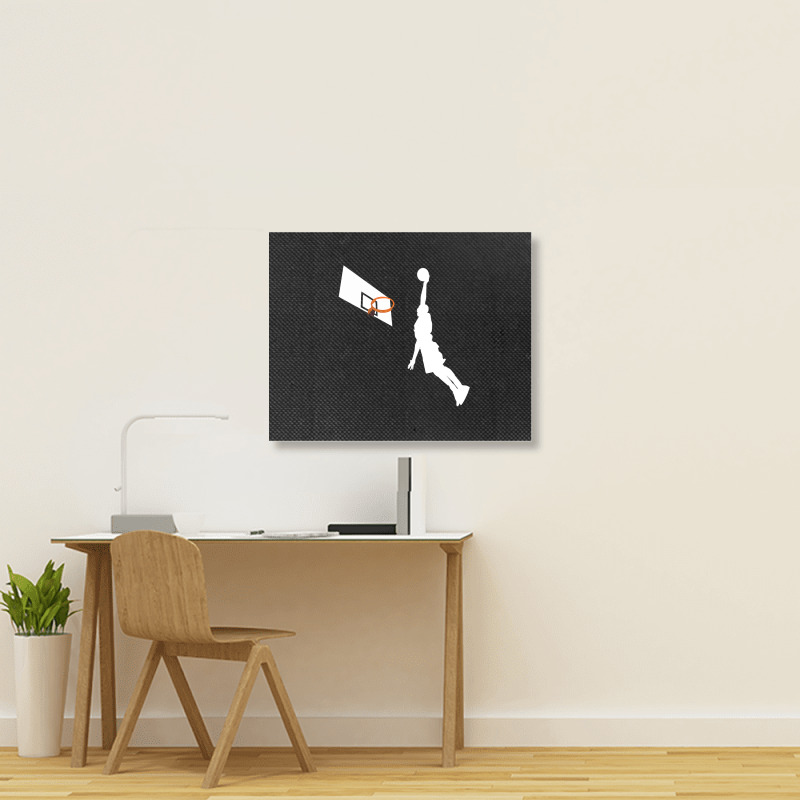 Basketball Dunk Competition Silhouette One Handed Dunk Shot Landscape Canvas Print | Artistshot