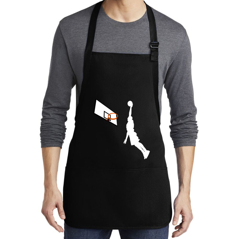 Basketball Dunk Competition Silhouette One Handed Dunk Shot Medium-length Apron | Artistshot