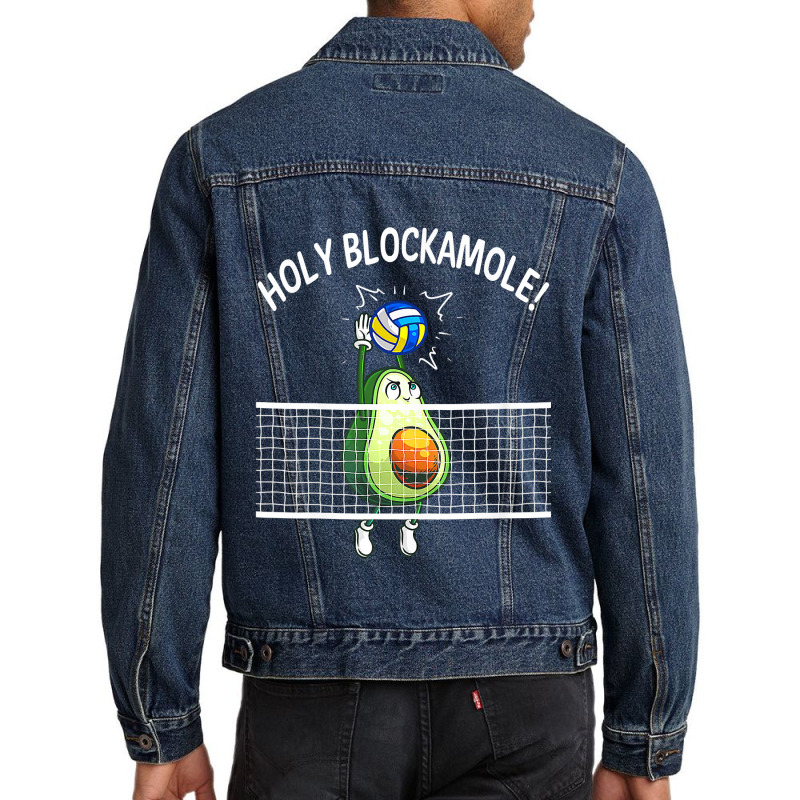 Holy Blockamole Volleyball Shirt Player Blocker Avocado Men Denim Jacket by pester | Artistshot