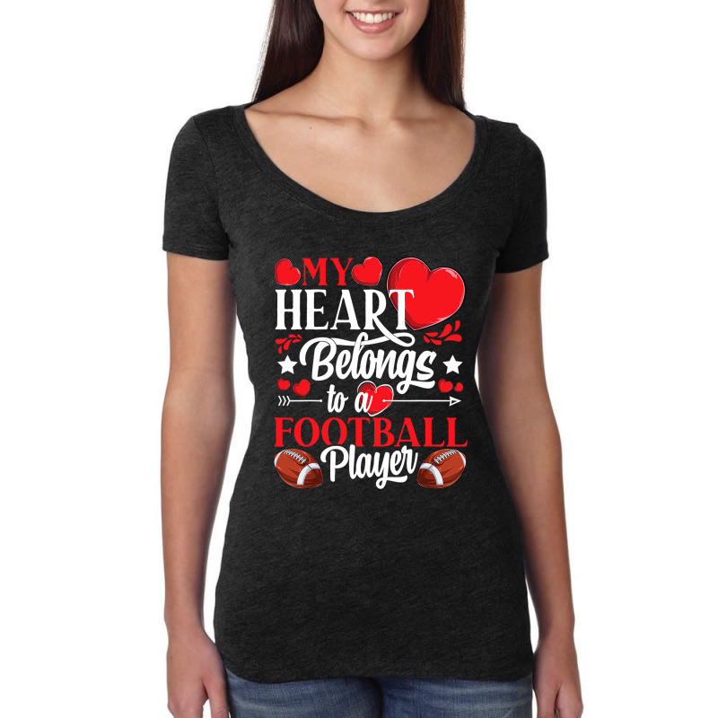 My Heart Belongs To A Football Player Awesome Valentines Day Women's Triblend Scoop T-shirt by pester | Artistshot