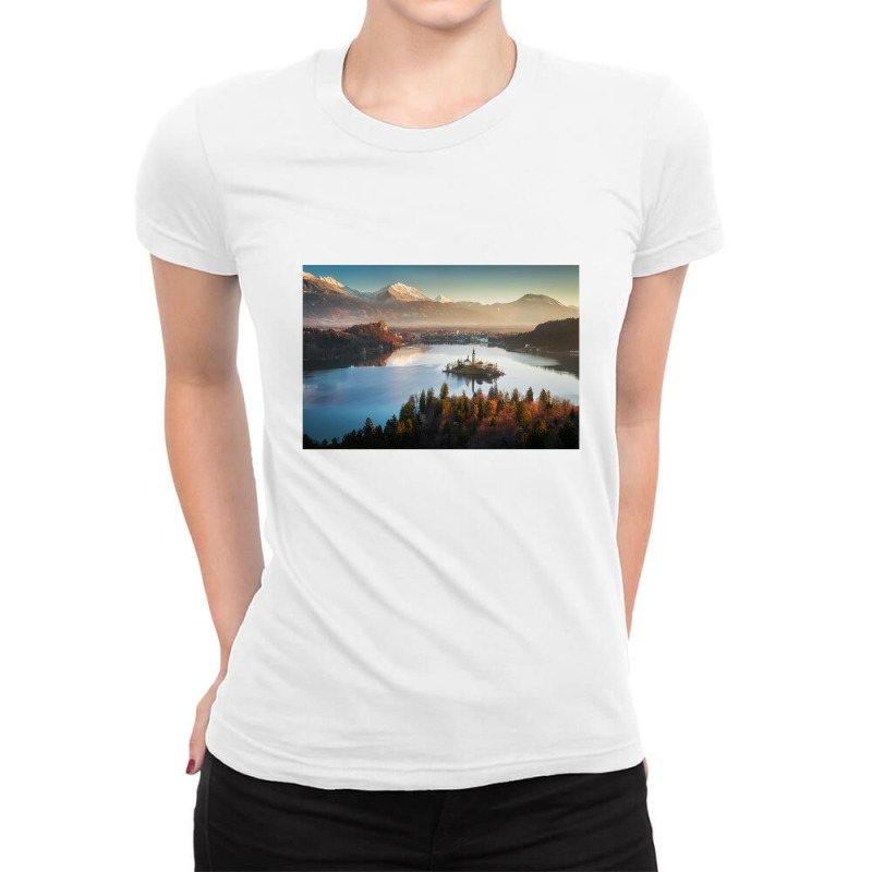 Alpine Lake Ladies Fitted T-Shirt by aleksdarkink | Artistshot