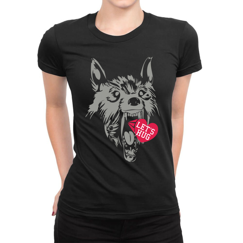 Screaming Wolf Love You Ladies Fitted T-Shirt by Chilistore | Artistshot