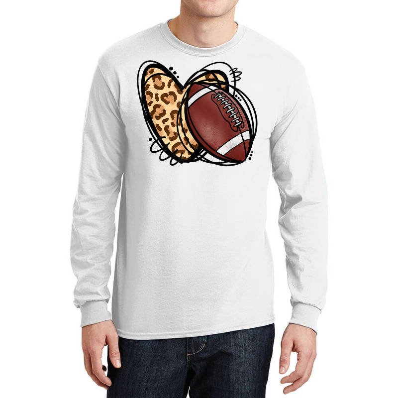 Leopard Heart Print Football Biggest Fan Football Season T Shirt Long Sleeve Shirts | Artistshot