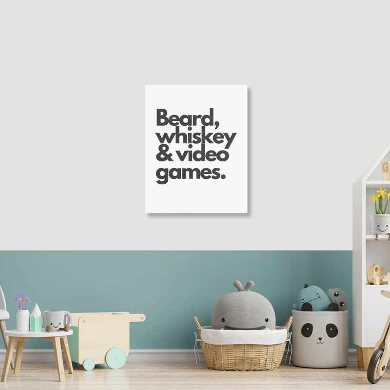 Beard, Whiskey   Video Games  Manly Whiskey Drinker Portrait Canvas Print | Artistshot