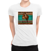 Western Horse Serape  Leather Leopard Ladies Fitted T-shirt | Artistshot