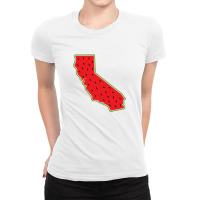 Watermelon California Map Ladies Fitted T-shirt | Artistshot