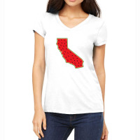 Watermelon California Map Women's V-neck T-shirt | Artistshot