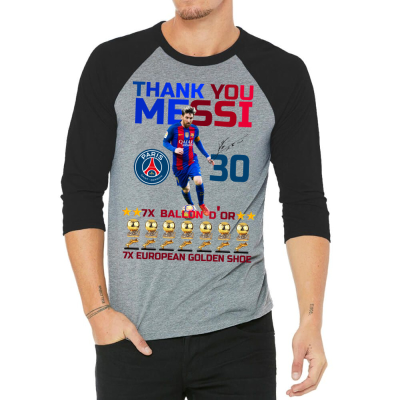 Ballon D'or 2021 Thank You Messi 30 Number 7x Golden Shoe 3/4 Sleeve Shirt | Artistshot