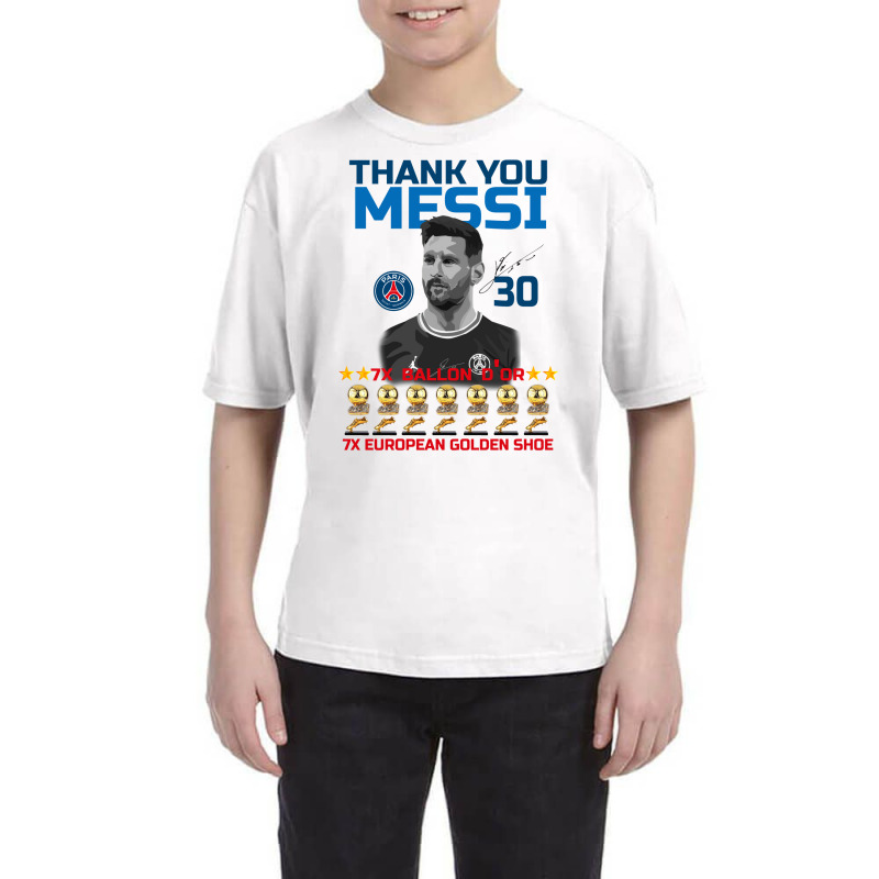 Ballon D'or 2021 Thank You Messi 30 Number 7x Golden Shoe Youth Tee | Artistshot