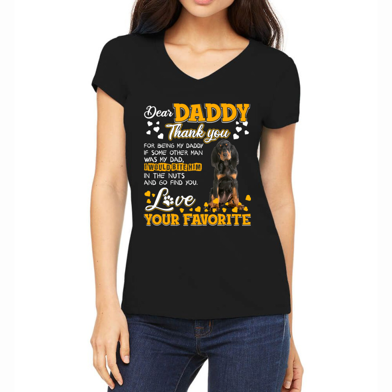 Black And Tan Coonhound Dear Daddy Thank You For Being T Shirt Women's V-Neck T-Shirt by DianneHenderson91 | Artistshot