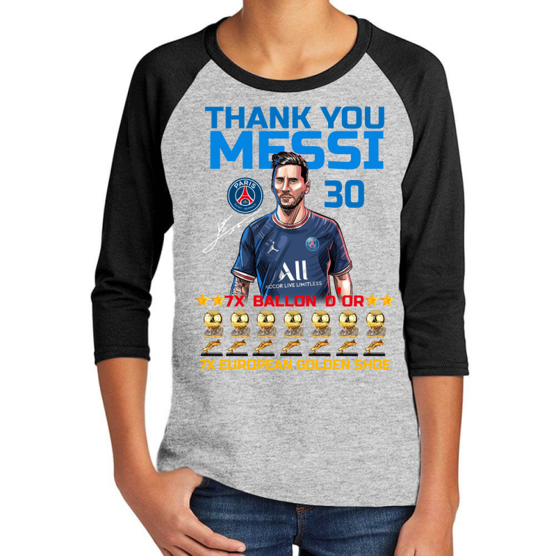 Ballon D'or 2021 Thank You Messi 30 Number 7x Golden Shoe Youth 3/4 Sleeve | Artistshot