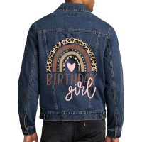 Birthday Girl Leopard Rainbow Birthday Party Family , Best Gift, Costu Men Denim Jacket | Artistshot