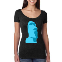 Blue Tiki Moai Easter Island Hawaiian Luau Gift Long Sleeve T Shirt Women's Triblend Scoop T-shirt | Artistshot