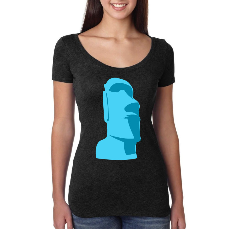 Blue Tiki Moai Easter Island Hawaiian Luau Gift Long Sleeve T Shirt Women's Triblend Scoop T-shirt | Artistshot