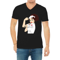 Womens Nurse Strong Woman Warrior Love Nursing T Shirt V-neck Tee | Artistshot