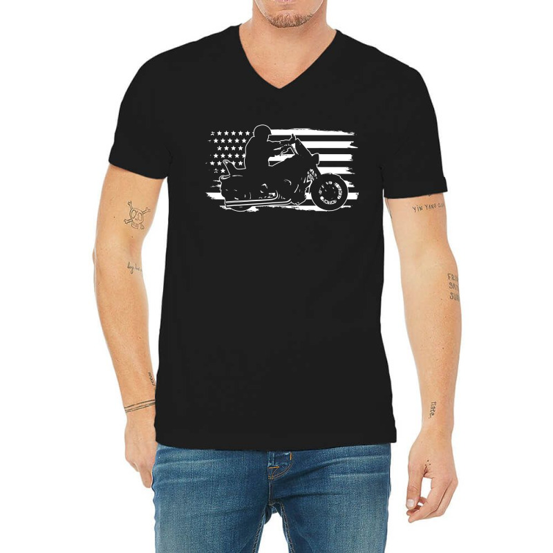 Patriotic Motorcycle Vintage American Us Flag Biker , Best Gift, Costu V-neck Tee | Artistshot