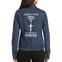 Christian Tee, Connect To God The Password Is Prayer, Faith T Shirt Ladies Denim Jacket | Artistshot