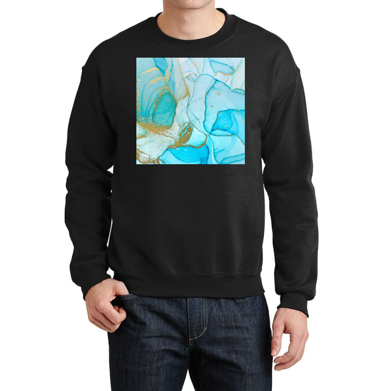 Alcohol Ink Blue Abstract Background Ocean Style Crewneck Sweatshirt by Patricia G | Artistshot