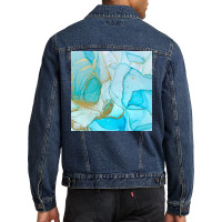 Alcohol Ink Blue Abstract Background Ocean Style Men Denim Jacket | Artistshot