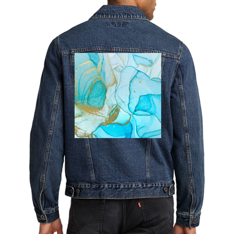 Alcohol Ink Blue Abstract Background Ocean Style Men Denim Jacket by Patricia G | Artistshot