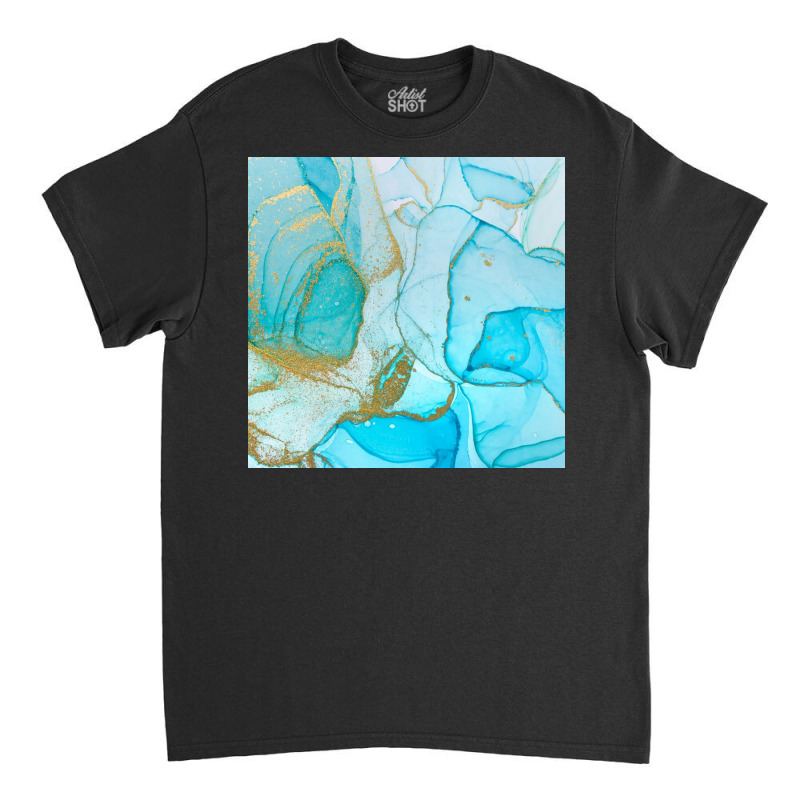 Alcohol Ink Blue Abstract Background Ocean Style Classic T-shirt by Patricia G | Artistshot