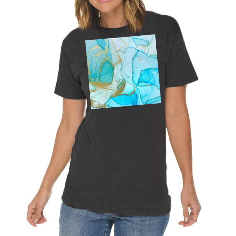 Alcohol Ink Blue Abstract Background Ocean Style Vintage T-Shirt by Patricia G | Artistshot