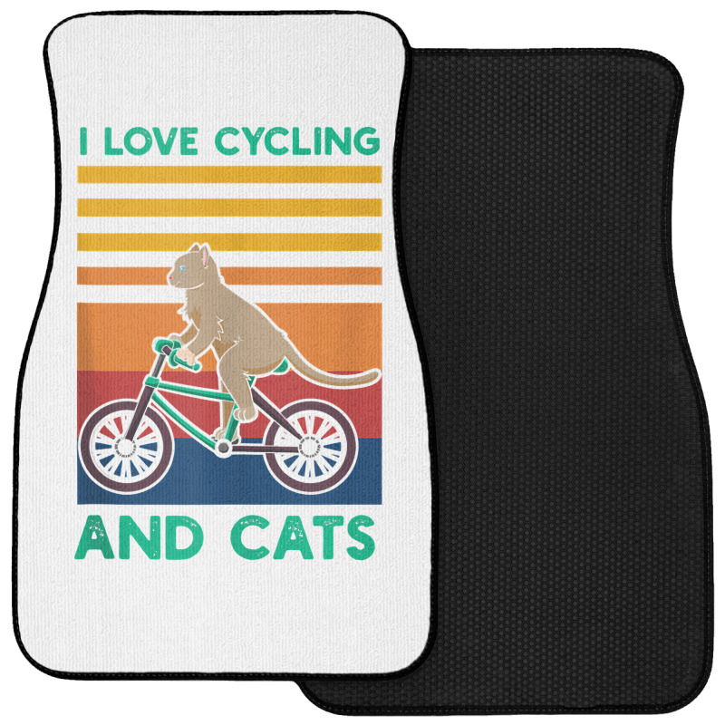 I Love Cycling And Cats Riding Bicycle Cyclist Kitty Lover Tank Top Front Car Mat | Artistshot