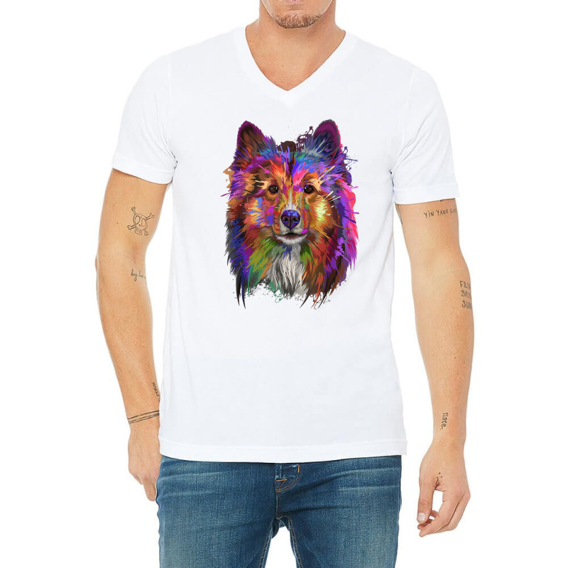 Splash Art Shetland Sheepdog T Shirt  Cute Sheltie Gifts T Shirt V-neck Tee | Artistshot