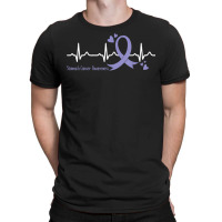 Heartbeat Periwinkle Blue Ribbon Stomach Cancer Awareness T Shirt T-shirt | Artistshot