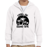 Living On Island Time Palm Trees And Sunset Black Youth Zipper Hoodie | Artistshot