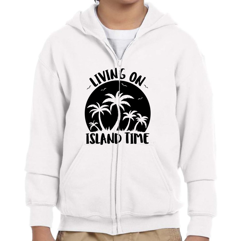 Living On Island Time Palm Trees And Sunset Black Youth Zipper Hoodie by satekiong | Artistshot