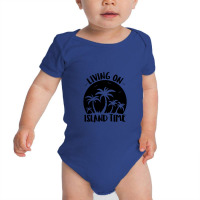 Living On Island Time Palm Trees And Sunset Black Baby Bodysuit | Artistshot