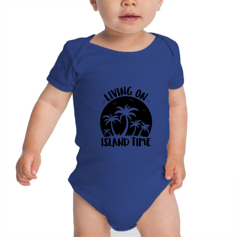 Living On Island Time Palm Trees And Sunset Black Baby Bodysuit by satekiong | Artistshot