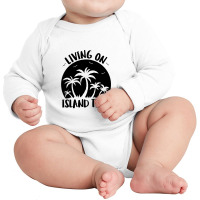 Living On Island Time Palm Trees And Sunset Black Long Sleeve Baby Bodysuit | Artistshot