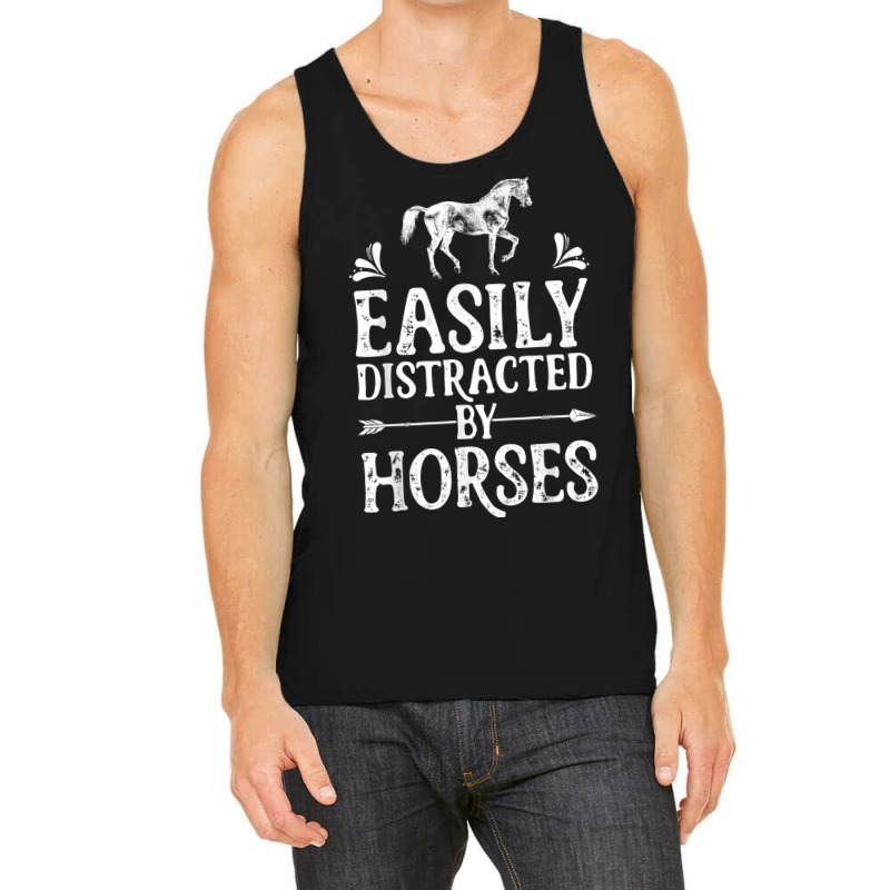 Horse Girl Easily Distracted By Horses Horseback Riding Farm T Shirt Tank Top | Artistshot