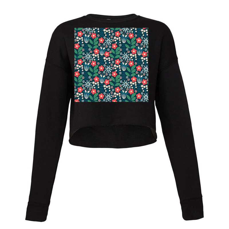 Floral Meadow In Red Cropped Sweater by lorismerch | Artistshot