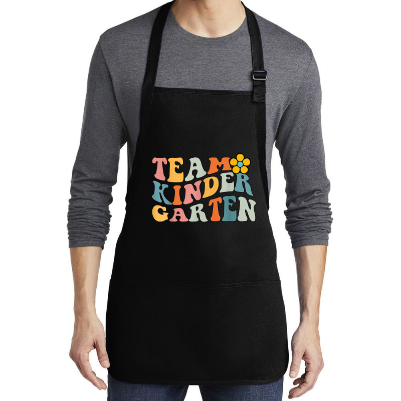 Team Kindergarten Groovy Wavy Back To School Teacher Student T Shirt Medium-length Apron | Artistshot