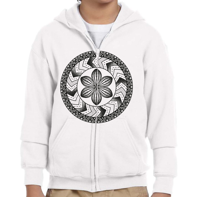 Mandala Vintage Circle Round T-shirt Youth Zipper Hoodie by Laristoreshop | Artistshot