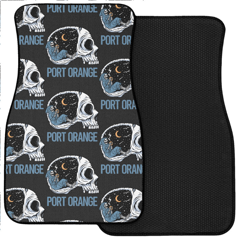 Port Orange T  Shirt Chilling Skeleton Port Orange T  Shirt Front Car Mat | Artistshot