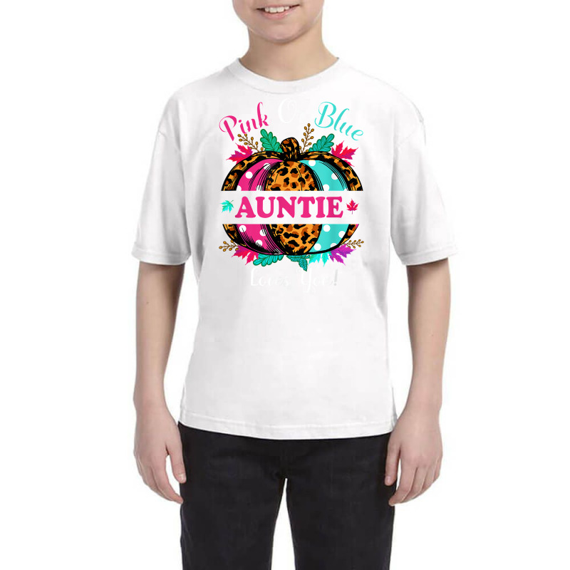 Pink Or Blue Auntie Loves You Leopard Pumpkin Fall Season T Shirt Youth Tee by ebonycry | Artistshot