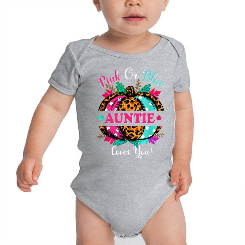 Pink Or Blue Auntie Loves You Leopard Pumpkin Fall Season T Shirt Baby Bodysuit by ebonycry | Artistshot