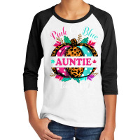 Pink Or Blue Auntie Loves You Leopard Pumpkin Fall Season T Shirt Youth 3/4 Sleeve | Artistshot