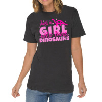 Just A Girl Who Loves Dinosaurs With Reptile Hearts Pink Vintage T-shirt | Artistshot