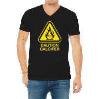 Caution Calcifer V-neck Tee | Artistshot